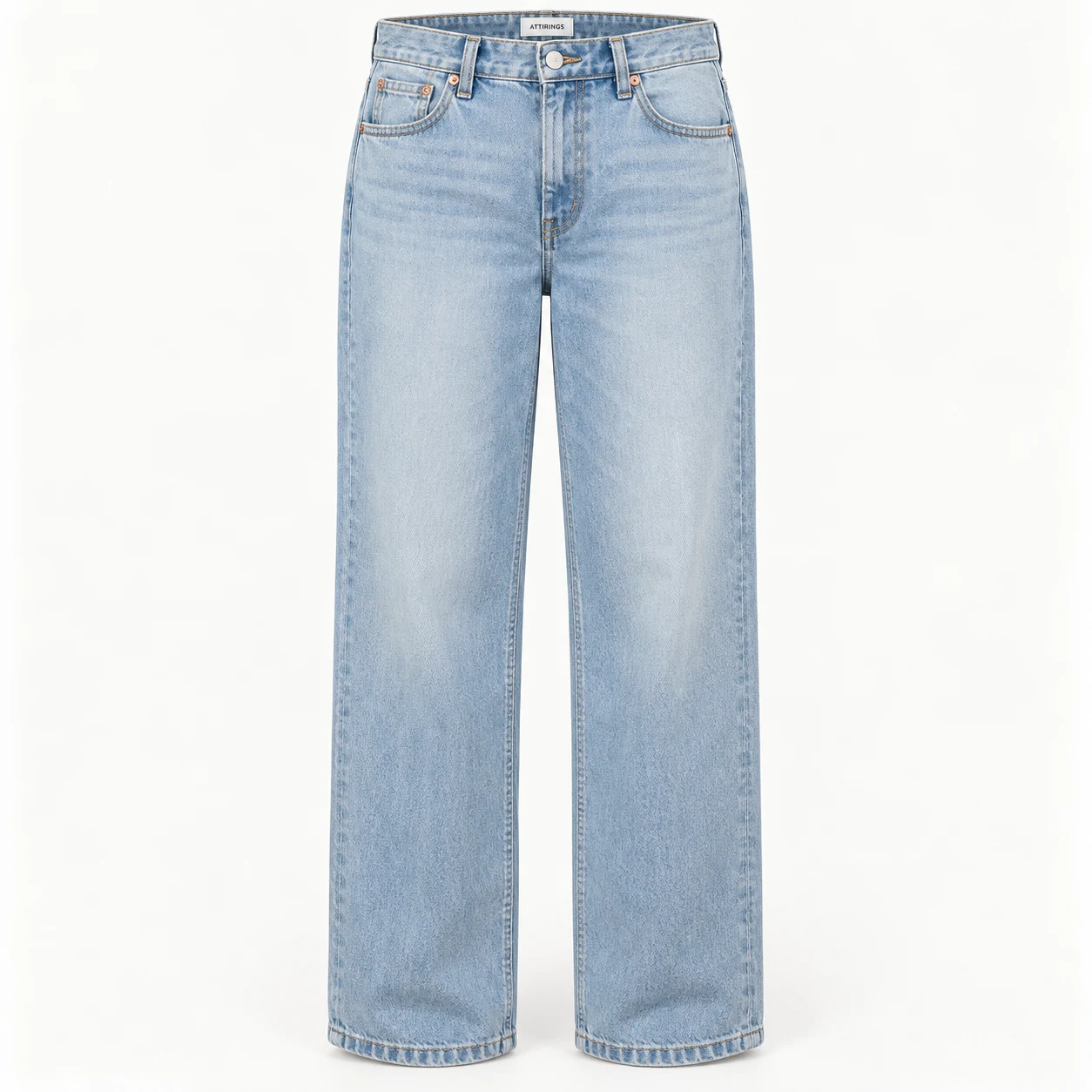 Attirings women's relaxed fit light wash jeans in light blue - front view