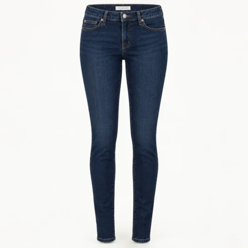 Attirings Womens Skinny Fit Dark Wash Jeans in dark indigo blue - front view