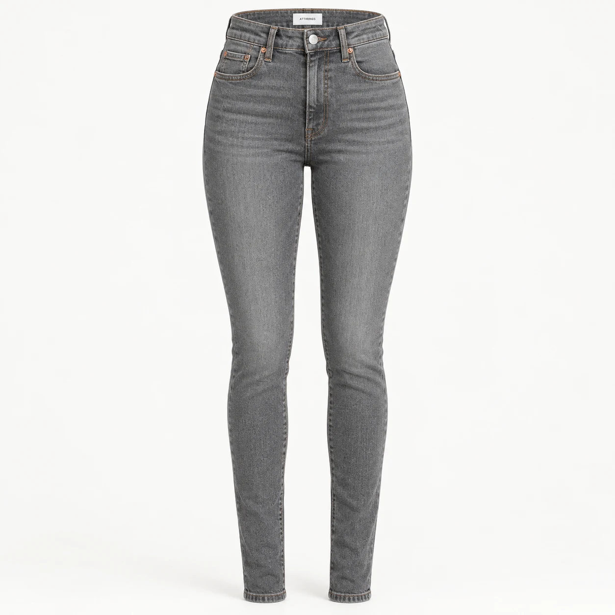 Attirings Womens Skinny Fit High-Rise Jeans in grey - front view