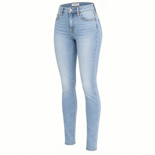 Attirings women's light blue skinny fit light wash jeans - three-quarter view