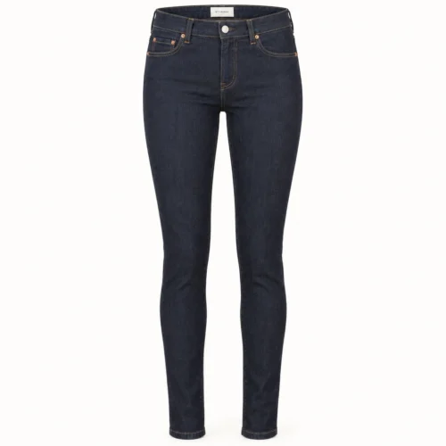 Attirings women's skinny fit raw denim jeans in deep indigo - front view