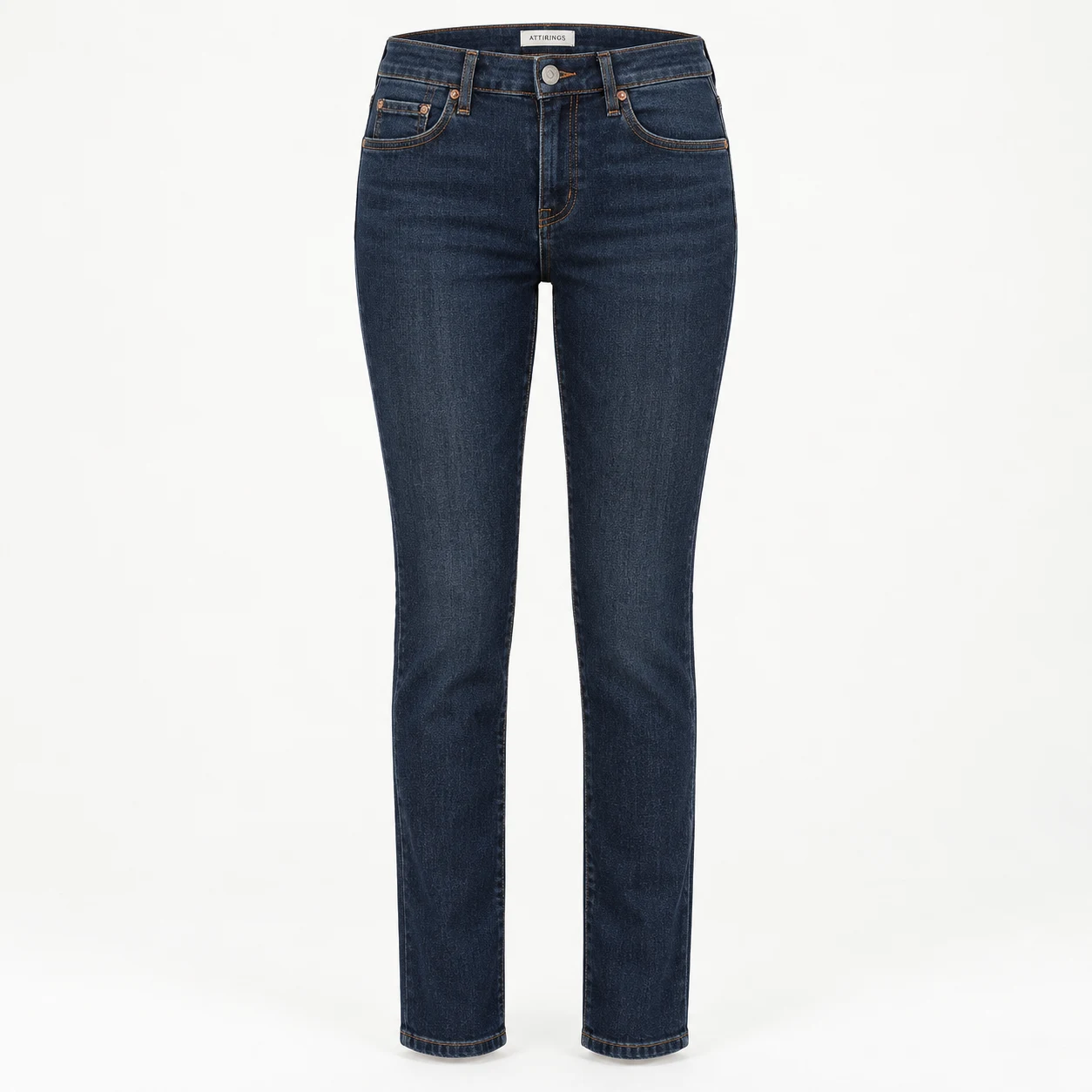 Attirings women's slim fit dark wash jeans in dark indigo blue - front view