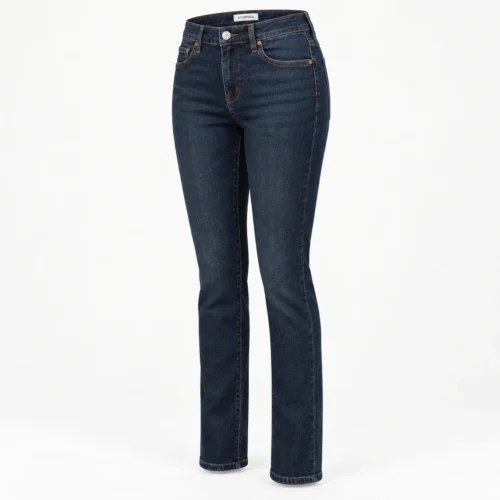 Attirings women's slim fit dark wash jeans in dark indigo blue - three-quarter view