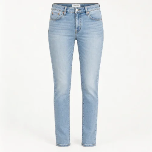 Attirings women's slim fit light wash jeans in light blue - front view