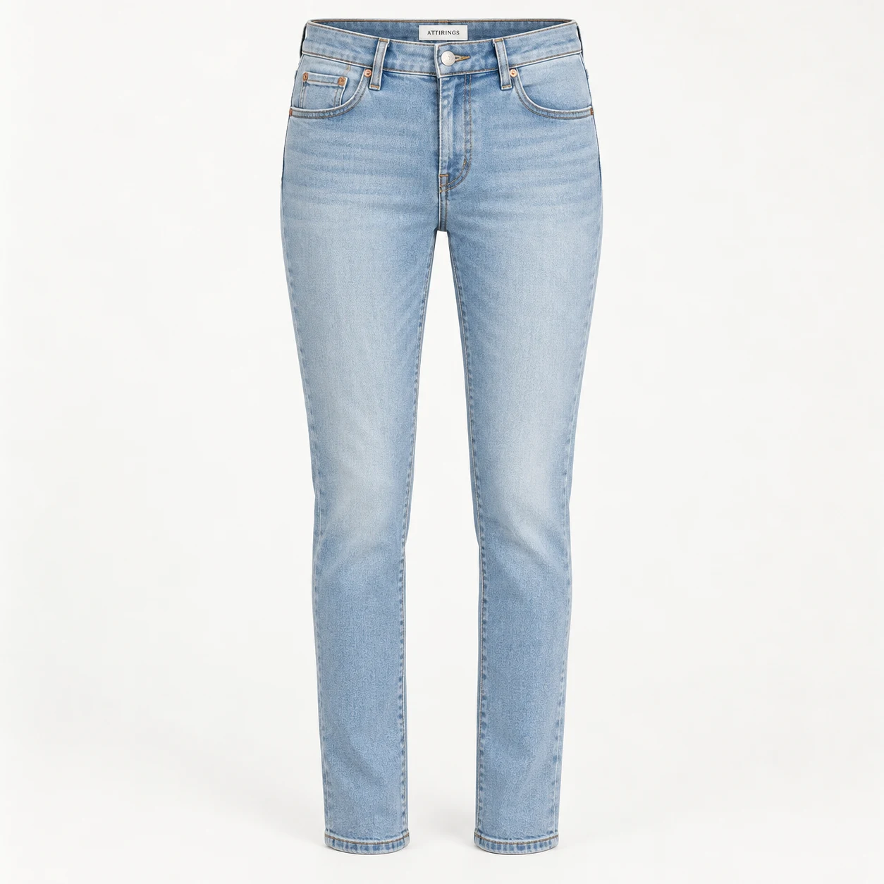 Attirings women's slim fit light wash jeans in light blue - front view