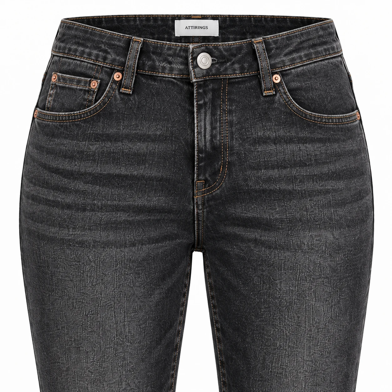 Attirings women's slim fit stone wash jeans in charcoal black - detail view