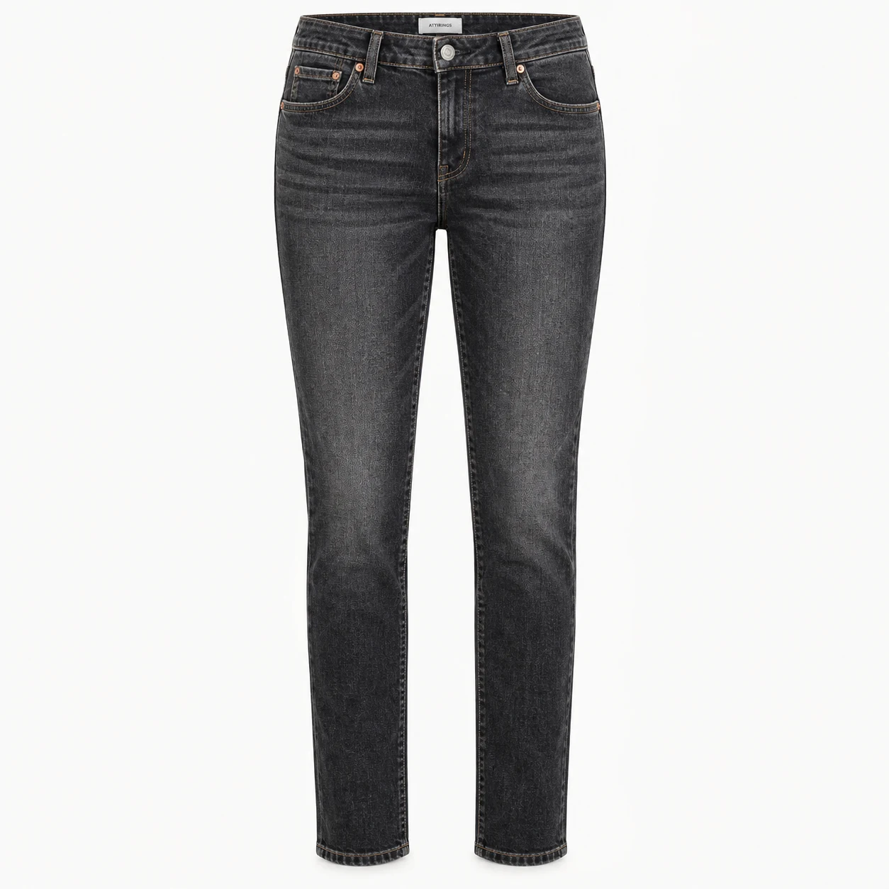 Attirings women's slim fit stone wash jeans in charcoal black - front view