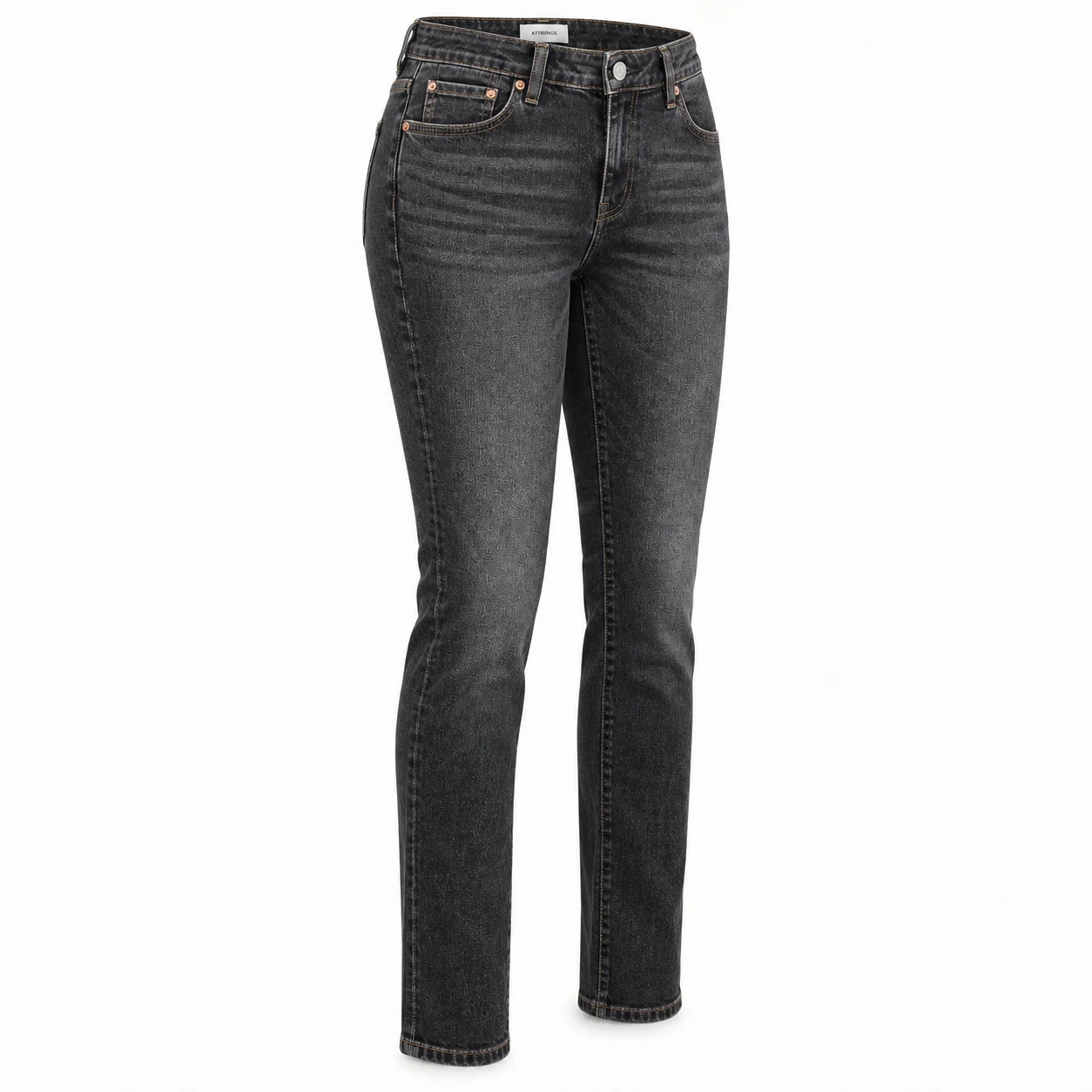 Attirings women's slim fit stone wash jeans in charcoal black - three-quarter view