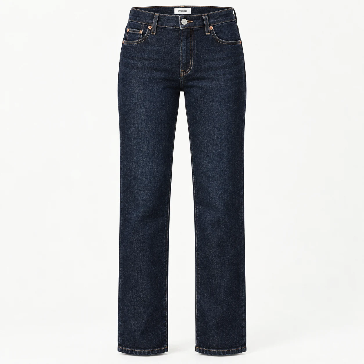 Attirings women's straight fit dark wash jeans in dark indigo blue - front view