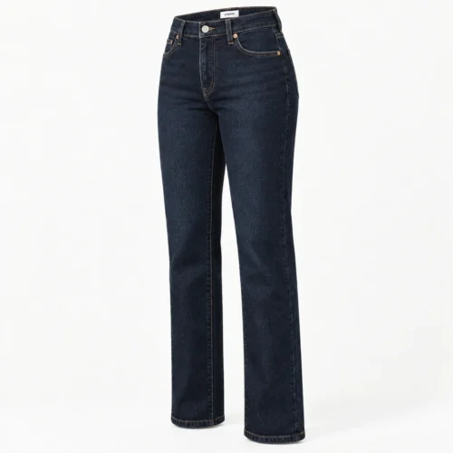 Attirings women's straight fit dark wash jeans in dark indigo blue - three-quarter view