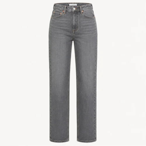 Attirings women's straight fit high-rise jeans in grey - front view
