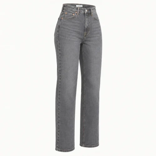 Attirings women's straight fit high-rise jeans in grey - three-quarter view