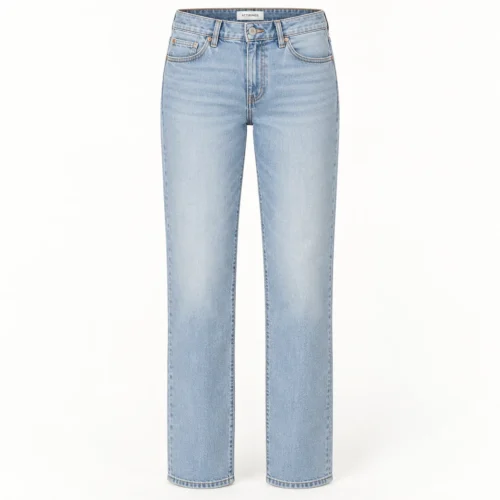 Attirings women's straight fit light wash jeans in light blue - front view