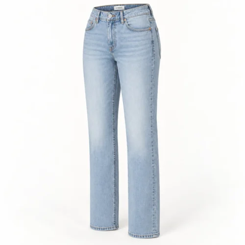 Attirings women's straight fit light wash jeans in light blue - three-quarter view
