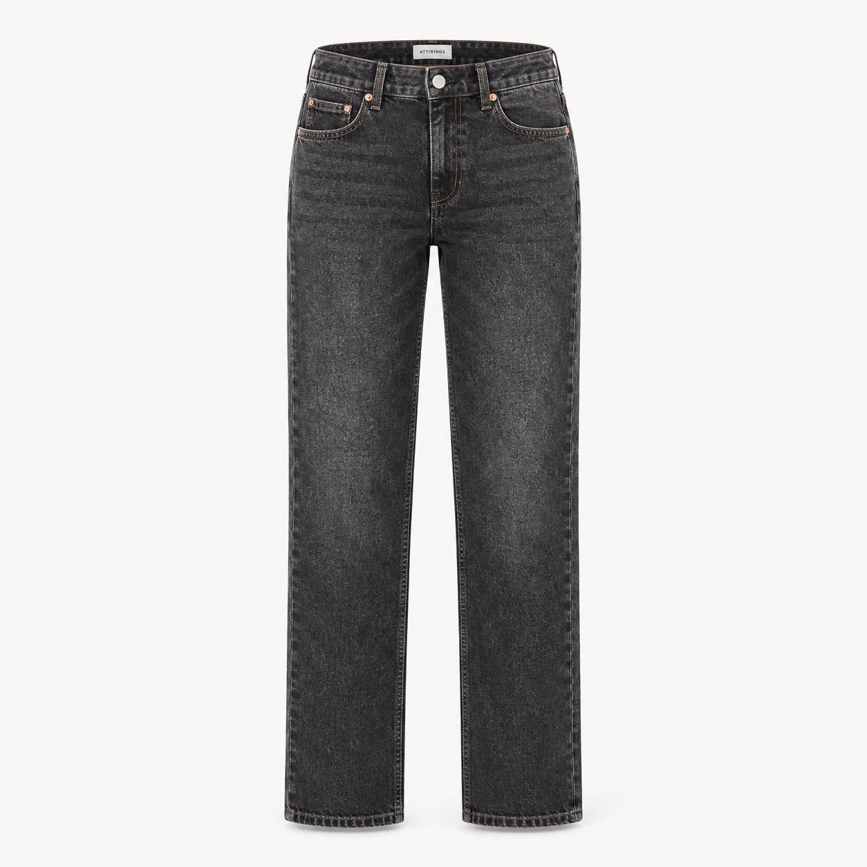 Attirings women's straight fit stone wash jeans in charcoal black - front view