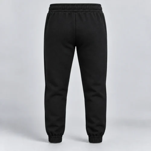 Boys Slim Fit Elastic Cuff Joggers, black cotton fleece, back design visualization