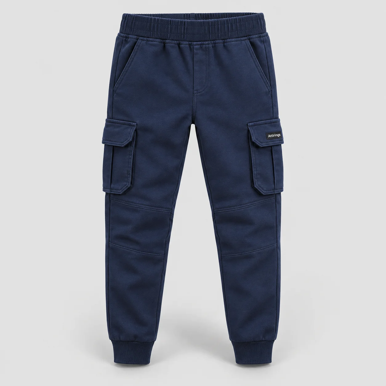 Boys' Slim Fit Cargo Pocket Joggers - front design visualization