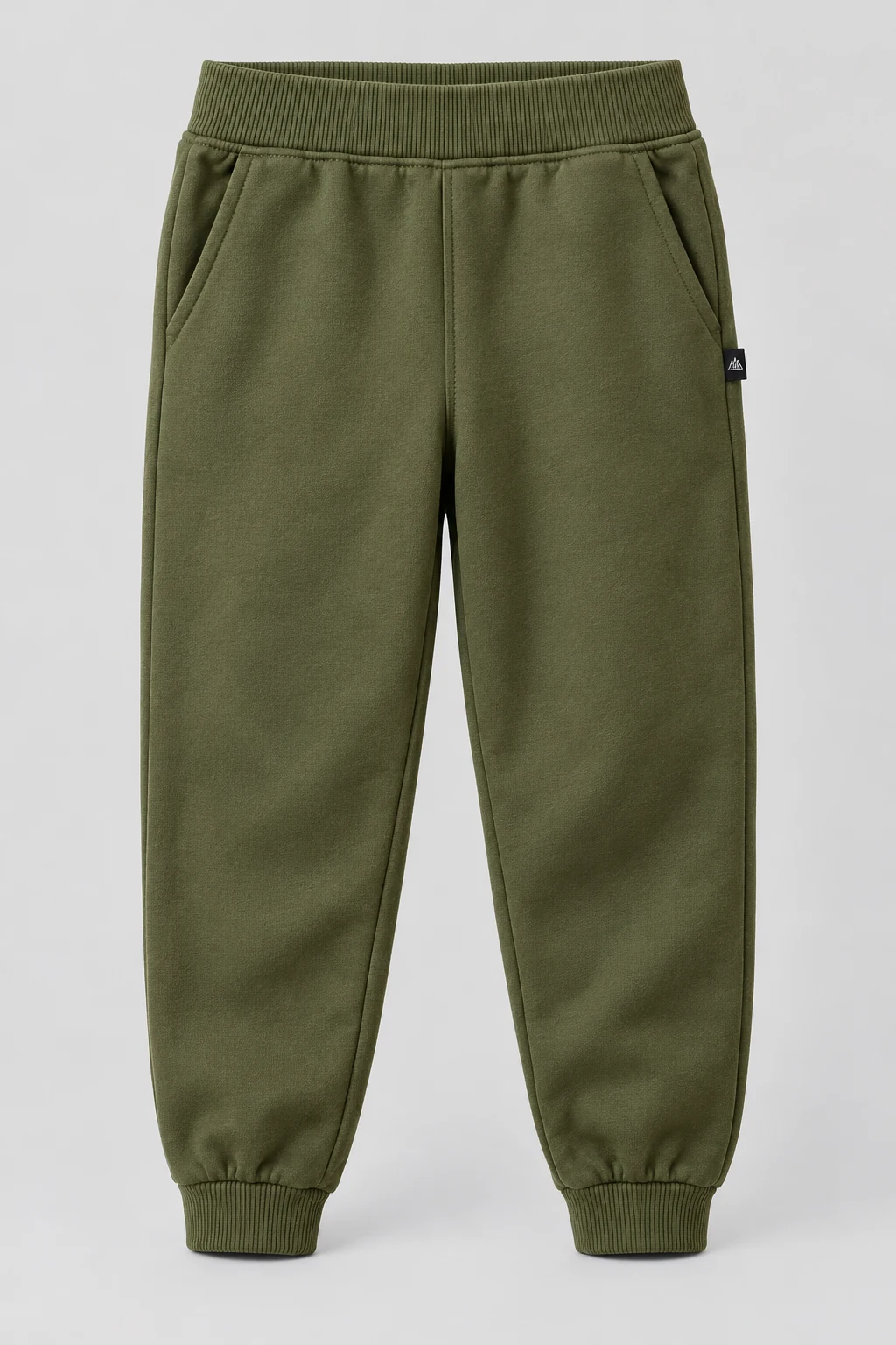 Boys' Relaxed Fit Tapered Leg Joggers, Olive, front design visualization