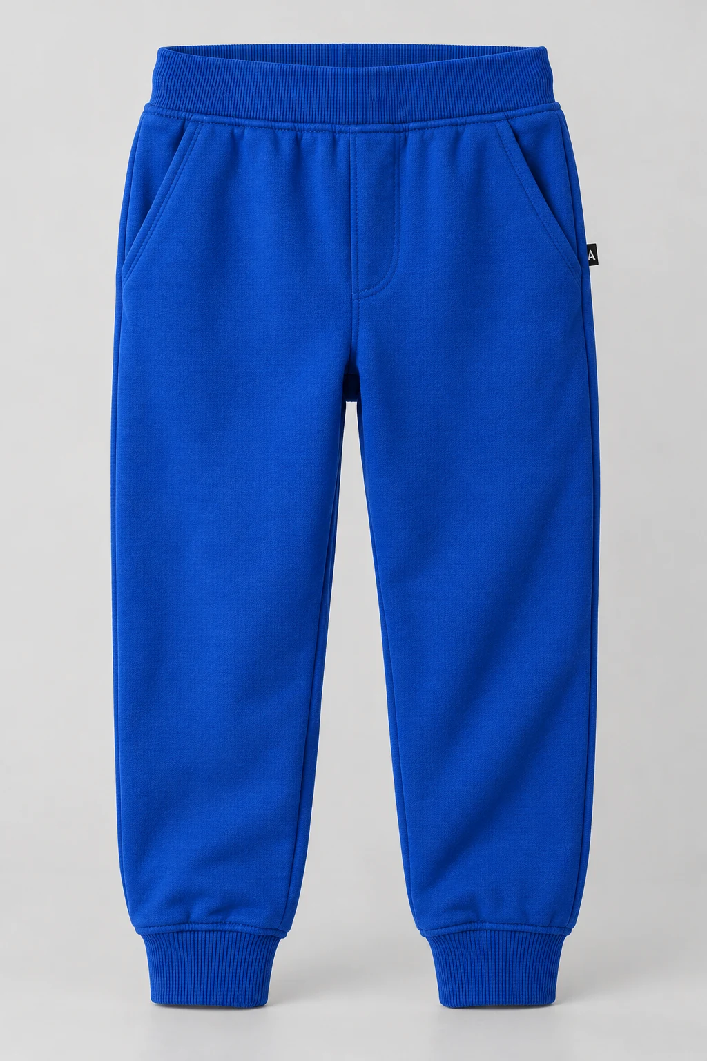 Boys' Relaxed Fit Ribbed Ankle Joggers, Royal Blue, front design visualization