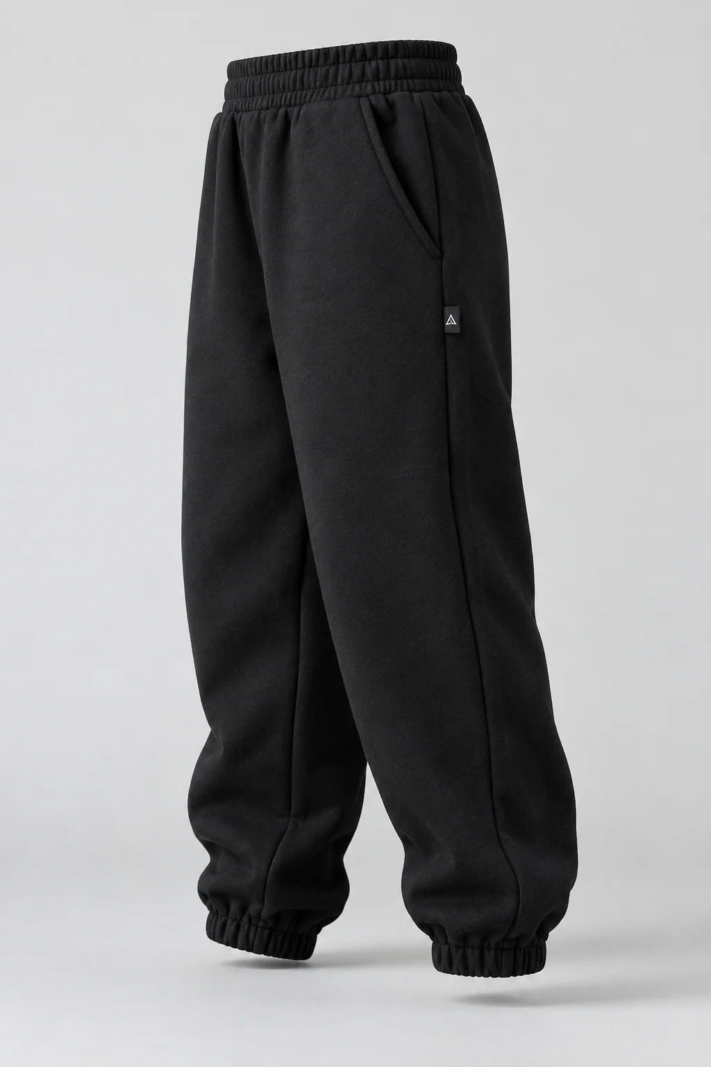 Boys' Oversized Fit Elastic Cuff Joggers, Black, side design visualization