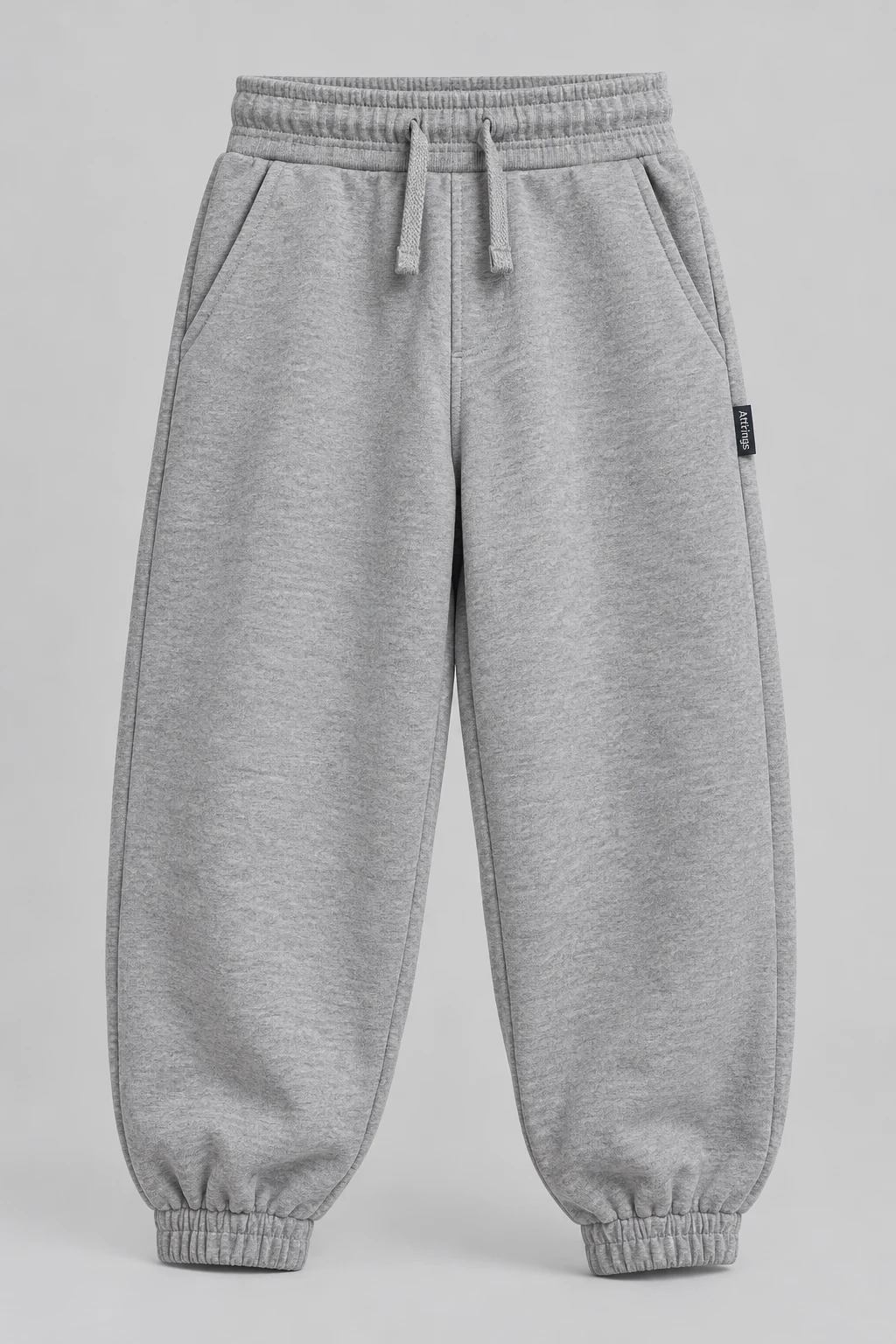 Boys' Oversized Fit Drawstring Waist Joggers, Grey, front design visualization