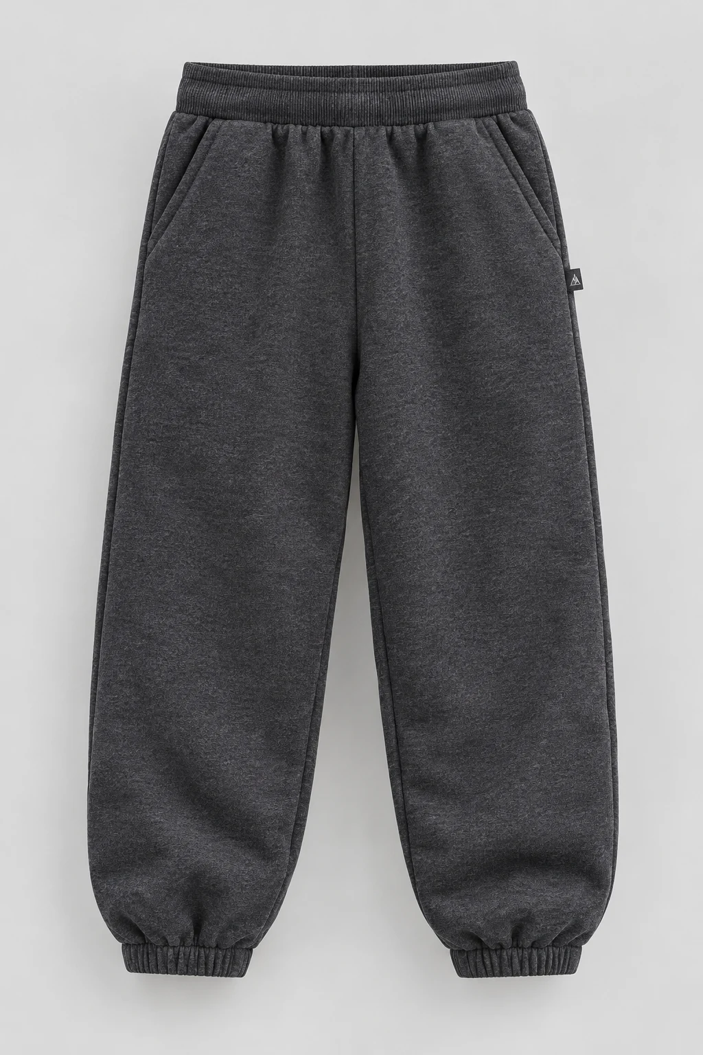 Boys' Oversized Fit Fleece-Lined Joggers, Charcoal, front design visualization