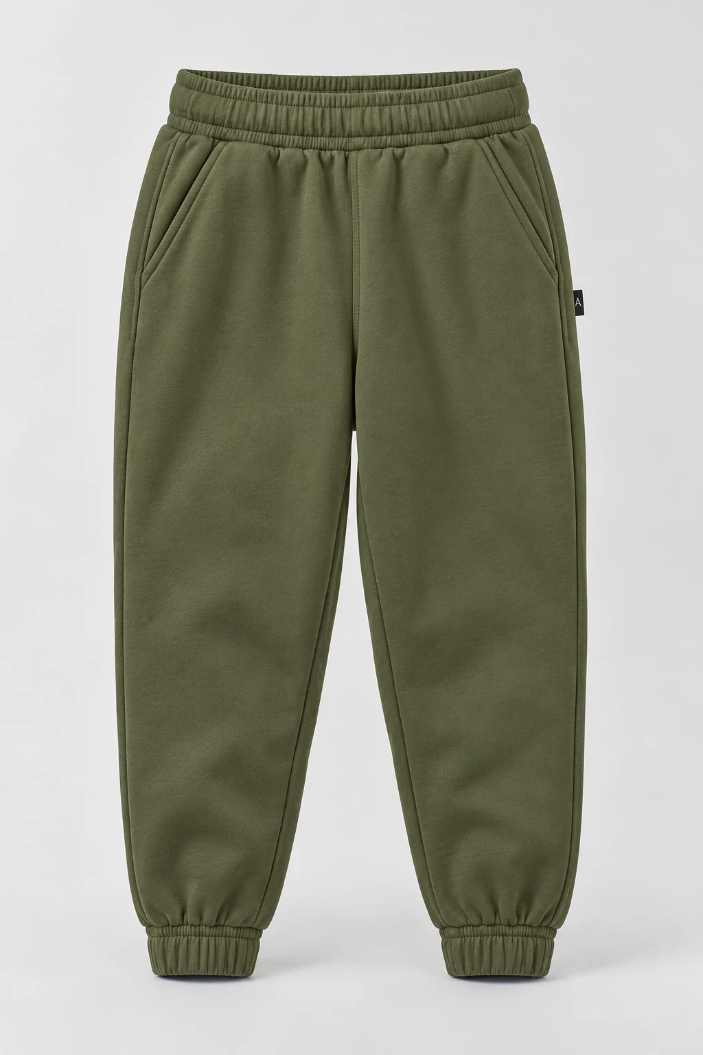 Boys' Oversized Fit Tapered Leg Joggers, Olive, front design visualization
