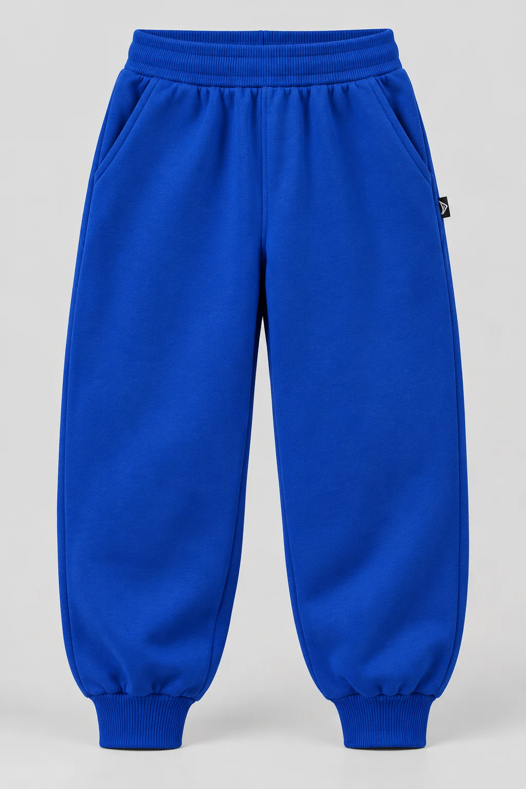 Boys' Oversized Fit Ribbed Ankle Joggers, Royal Blue, front design visualization