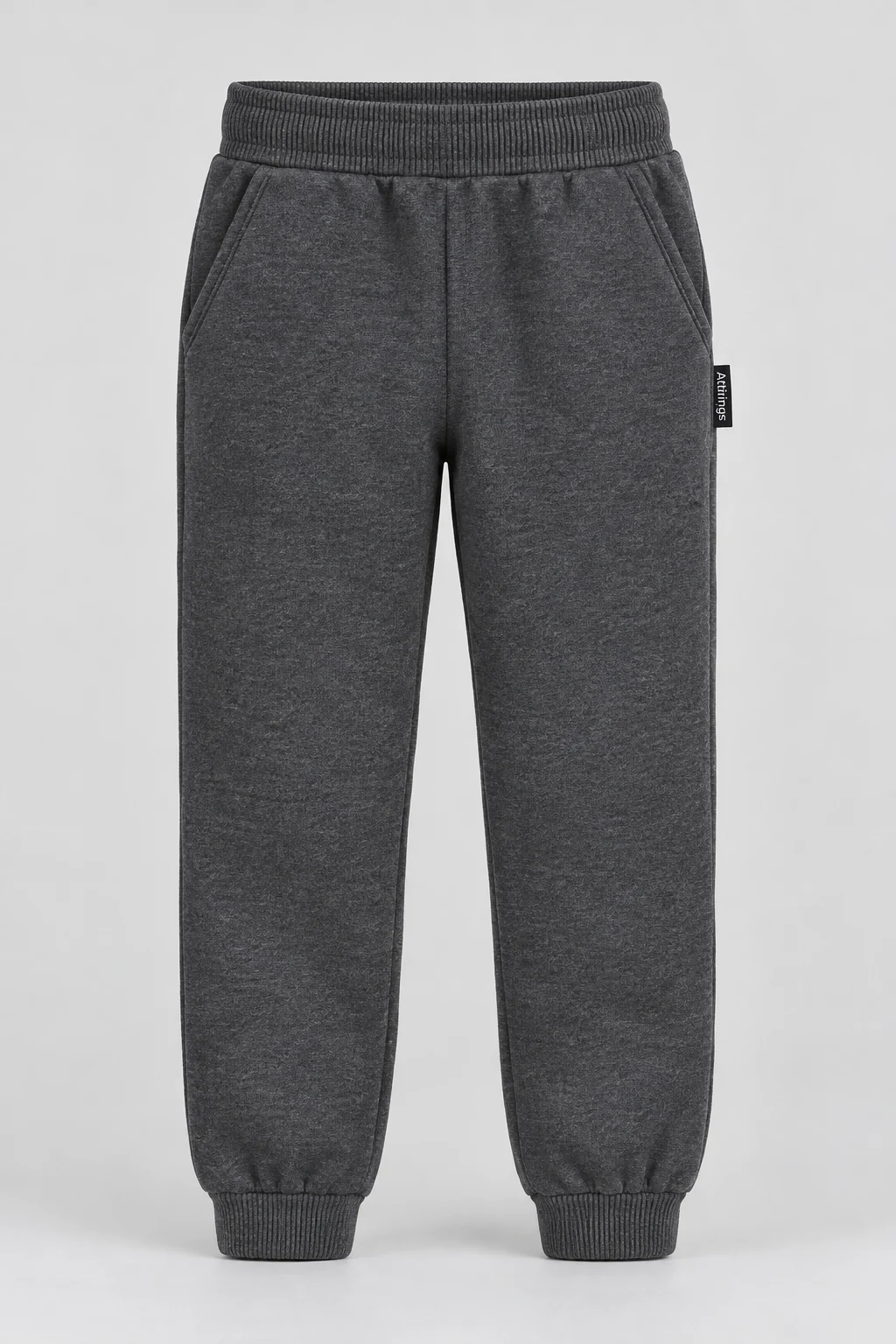 Boys' Classic Fit Fleece-Lined Joggers, Charcoal, front design visualization
