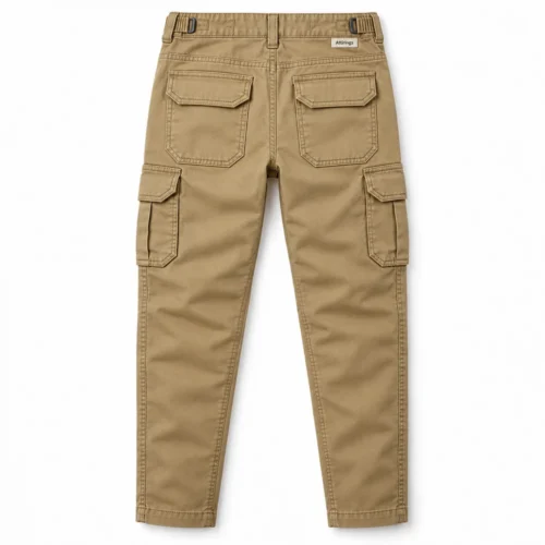 Khaki Boys' Slim Fit Adjustable Waist Cargo Pants - back design visualization