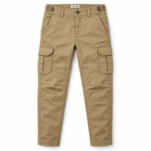 Khaki Boys' Slim Fit Adjustable Waist Cargo Pants - front design visualization