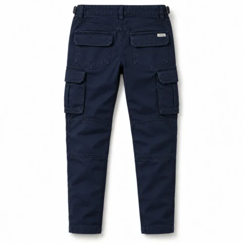 Navy Boys' Slim Fit Tapered Leg Cargo Pants - back design visualization