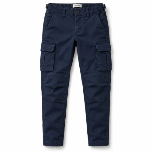 Navy Boys' Slim Fit Tapered Leg Cargo Pants - front design visualization