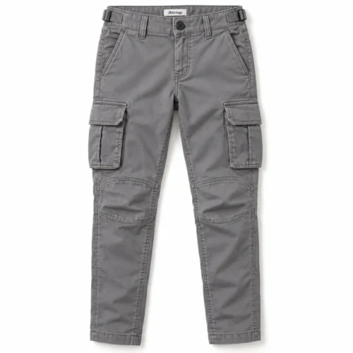 Grey Boys' Slim Fit Six-Pocket Cargo Pants - front design visualization
