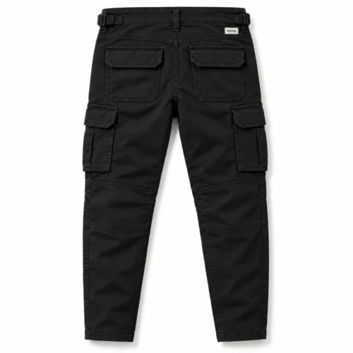 Black Boys' Slim Fit Reinforced Knee Cargo Pants - back design visualization