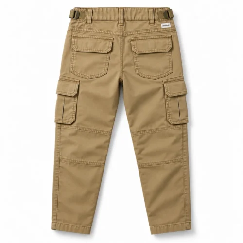 Khaki Boys' Regular Fit Multi-Pocket Cargo Pants - back design visualization