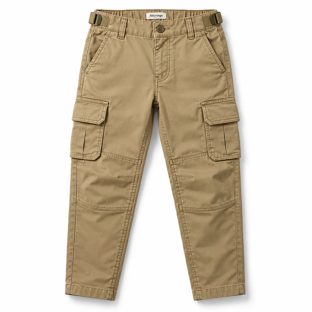 Khaki Boys' Regular Fit Multi-Pocket Cargo Pants - front design visualization
