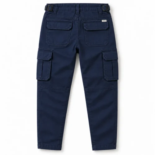 Navy Boys' Regular Fit Utility Style Cargo Pants - back design visualization