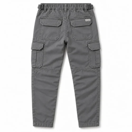 Grey Boys' Regular Fit Tapered Leg Cargo Pants - back design visualization