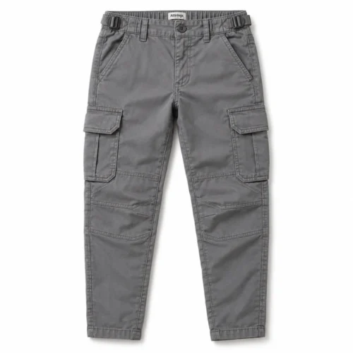 Grey Boys' Regular Fit Tapered Leg Cargo Pants - front design visualization