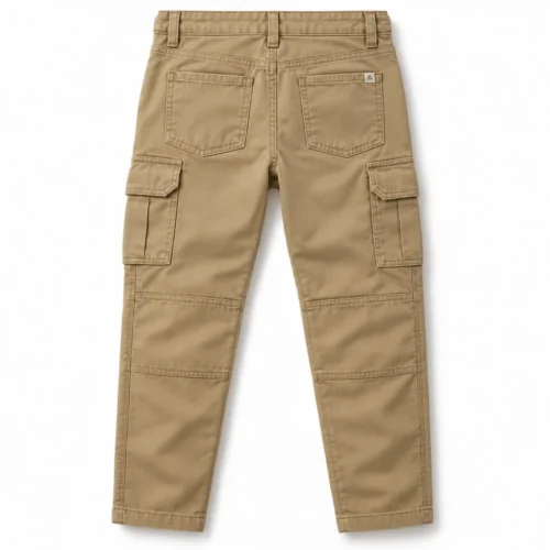 Khaki Boys' Regular Fit Reinforced Knee Cargo Pants - back design visualization