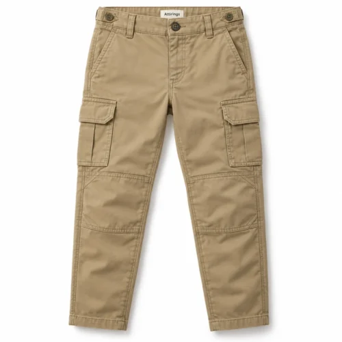 Khaki Boys' Regular Fit Reinforced Knee Cargo Pants - front design visualization