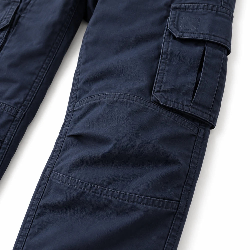 Navy Boys' Relaxed Fit Adjustable Waist Cargo Pants - detail design visualization