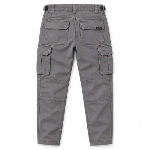 Grey Boys' Relaxed Fit Utility Style Cargo Pants - back design visualization
