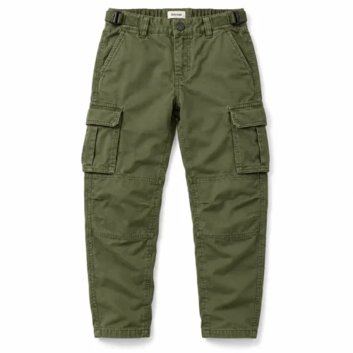 Olive Boys' Relaxed Fit Reinforced Knee Cargo Pants - front design visualization
