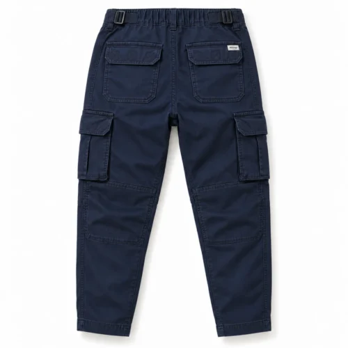 Navy Boys' Straight Fit Multi-Pocket Cargo Pants - back design visualization