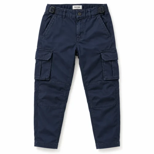 Navy Boys' Straight Fit Multi-Pocket Cargo Pants - front design visualization