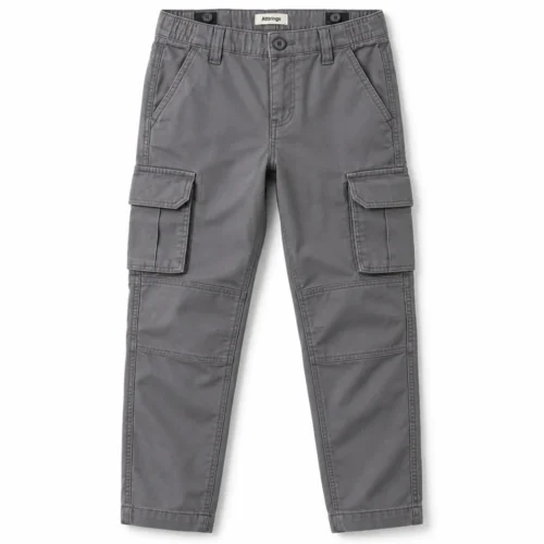 Grey Boys' Straight Fit Adjustable Waist Cargo Pants - front design visualization