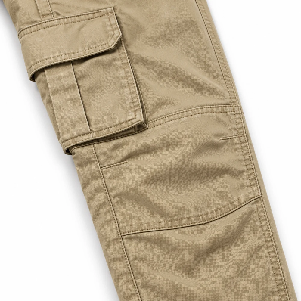 Khaki Boys' Straight Fit Tapered Leg Cargo Pants - detail design visualization