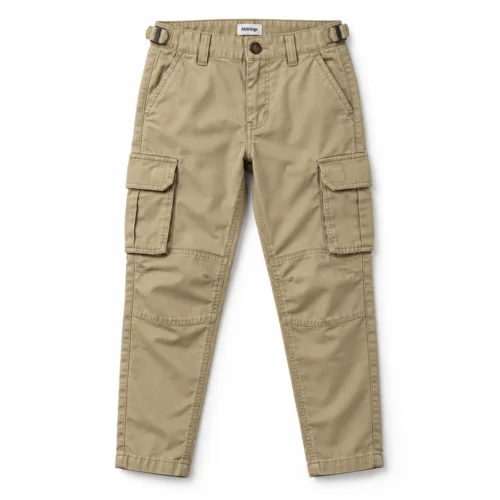 Khaki Boys' Straight Fit Tapered Leg Cargo Pants - front design visualization